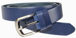 Pasek Damski Skórzany PAS-MAX (PL) Skóra Licowa EXTRA Gładki 30 mm GRANATOWY k82