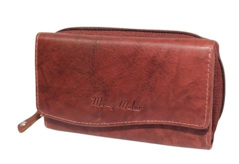 Portfel Damski Skórzany Money Maker 14cm Suwak I Klapka Skóra Naturalna 521B 14,5 x 9 x 3,5 [cm]