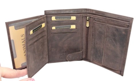 Portfel Męski Polska Galanteria (PL) Skóra Licowa Pionowy Bez Zapięcia Dwa Skrzydełka N992L RFID ,,AMSTAFF,, 13 x 10 x 2 [cm]