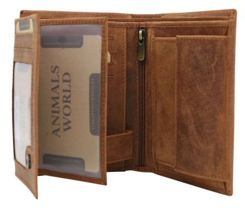 Portfel Męski Polska Galanteria (PL) Skóra Licowa Pionowy Bez Zapięcia Dwa Skrzydełka N992L RFID ,,AMSTAFF,, 13 x 10 x 2 [cm]