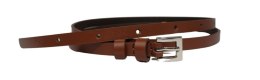 Damski Skórzany Pasek PolskaGalanteria.pl 10 mm BRĄZOWY Srebna Klamra