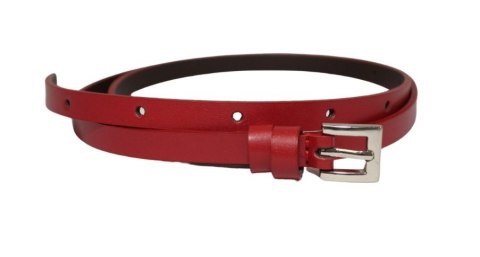 Damski Skórzany Pasek PolskaGalanteria.pl 10 mm CIEMNY CZERWONY Srebna Klamra Damski Skórzany Pasek PolskaGalanteria.pl 10 mm CIEMNY CZERWONY Srebna Klamra