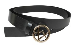Pasek Damski Skórzany Arucce (PL) Skóra Licowa EXTRA 30 mm CZARNY Złota Ozdobna Klamra