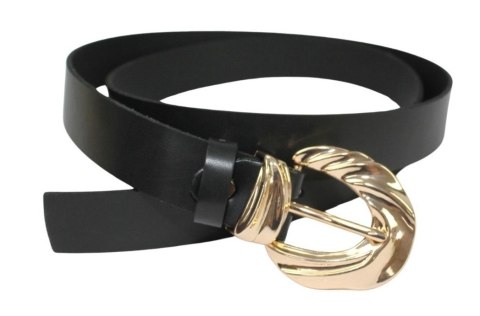 Pasek Damski Skórzany Arucce (PL) Skóra Licowa EXTRA 30 mm CZARNY Złota Pleciona Klamra Pasek Damski Skórzany Arucce (PL) Skóra Licowa EXTRA 30 mm CZARNY Złota Pleciona Klamra