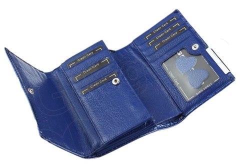 Portfel Damski Skórzany GREGORIO Duży Z Suwakiem Lakierowany RFID GF-112 CZARNY 15 x 10 x 4 [cm]