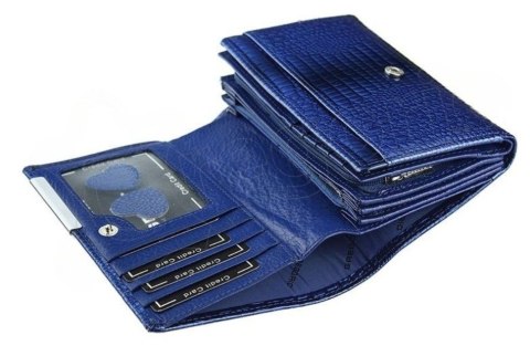 Portfel Damski Skórzany GREGORIO Duży Z Suwakiem Lakierowany RFID GF-112 CZARNY 15 x 10 x 4 [cm]