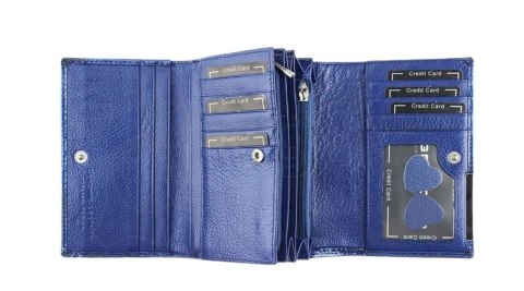 Portfel Damski Skórzany GREGORIO Duży Z Suwakiem Lakierowany RFID GF-112 SZARY 15 x 10 x 4 [cm]