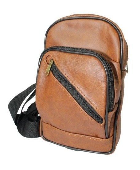 Torba Skórzana Na Ramię Nerka Noszona Na Skos GRETOS (PL) BRĄZOWA Praktyczna I Wygodna 27 x 17 x 5 [cm]