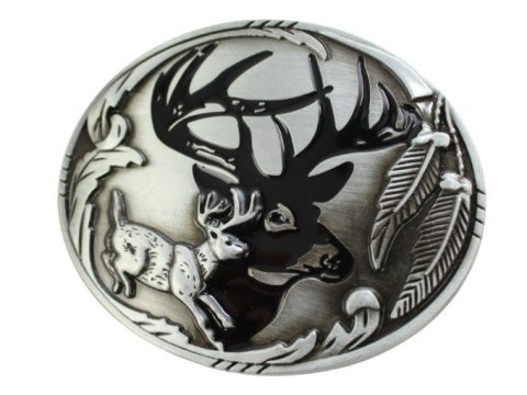 Klamra Bezniklowa Do Paska Sprzączka Pełna Blaszka Z Bolczykiem 40 mm Metalowa Solidna KBOL40/109 "SREBRNY JELEŃ"