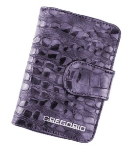 Portfel Damski Skóra Naturalna GREGORIO Średni Z Suwakiem Piórnik Lakierowany FS-115 FIOLETOWY RFID 12,5 x 8,5 x 3 [cm]