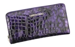 Portfel Damski Skóra Naturalna Lakierowana GREGORIO Duży Z Metalowym Suwakiem Piórnik FS 119 FIOLETOWY 19.5 x 10.5 x 2 [cm]