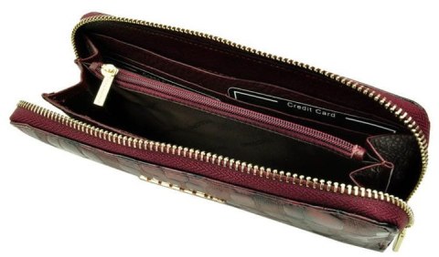 Portfel Damski Skóra Naturalna Lakierowana GREGORIO Duży Z Metalowym Suwakiem Piórnik FS 119 FIOLETOWY 19.5 x 10.5 x 2 [cm]
