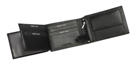 Portfel Męski Polska Galanteria (PL) Skóra Licowa Duży Poziomy Bez Zapięcia RFID N992 CZARNY 13 x 9,5 x 2,5 [cm]