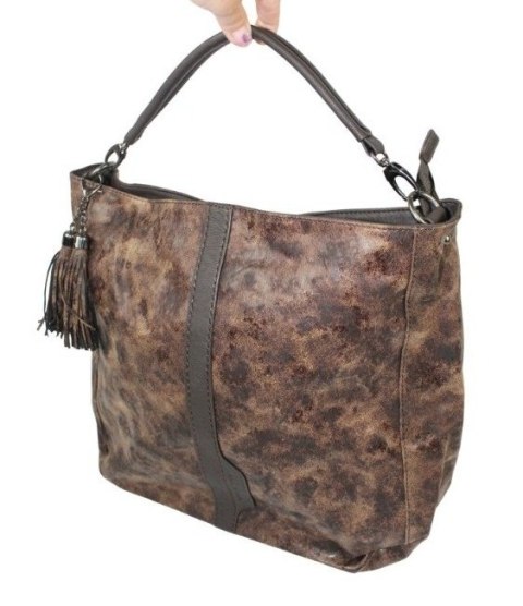 Torebka Jennifer Jones Shopper Bag Skóra Włoska JJ3439 BRĄZOWA TEKSTURA 40 x 35 x 18 [cm] 