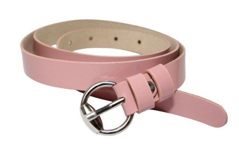 Pasek Damski Skórzany Gładki GRETOS (PL) 20 mm CIEMNY RÓŻOWY LAKIEROWANY