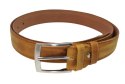 Pasek Skórzany GRETOS (PL) Skóra Licowa EXTRA 35 mm BRĄZOWY PRZECIERANY Gładki Klamra Tradycyjna