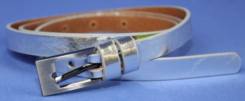 Pasek Skórzany PAS-MAX (PL) Damski Skóra Licowa 15 mm SREBRNY Wąski Pasek Skórzany PAS-MAX (PL) Damski Skóra Licowa 15 mm SREBRNY Wąski