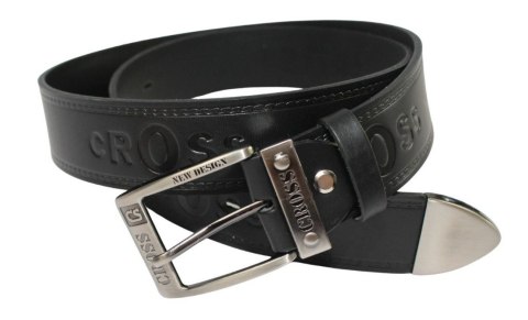 Pasek Skórzany PAS-MAX (PL) Tłoczony "CROSS" Z Metalową Końcówką Skóra Licowa EXTRA 40 mm CZARNY Imitacja Szycia Cienką Nitką Pasek Skórzany PAS-MAX (PL) Tłoczony "CROSS" Z Metalową Końcówką Skóra Licowa EXTRA 40 mm CZARNY Imitacja Szycia Cienką Nitką