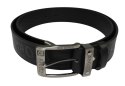 Pasek Skórzany PAS-MAX (PL) Tłoczony "CROSS" Z Metalową Końcówką Skóra Licowa EXTRA 40 mm CZARNY Imitacja Szycia Cienką Nitką