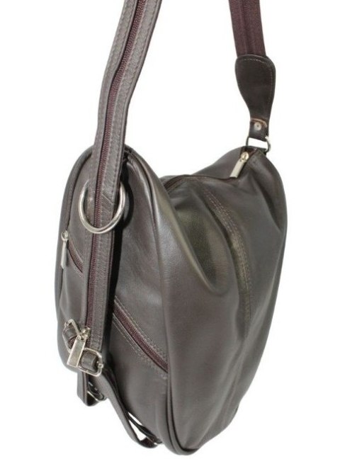 Plecak Skórzany ELKOR (PL) Jowita De Luxe Skóra Naturalna Licowa  CIEMNY CZEKOLADOWY Gładka