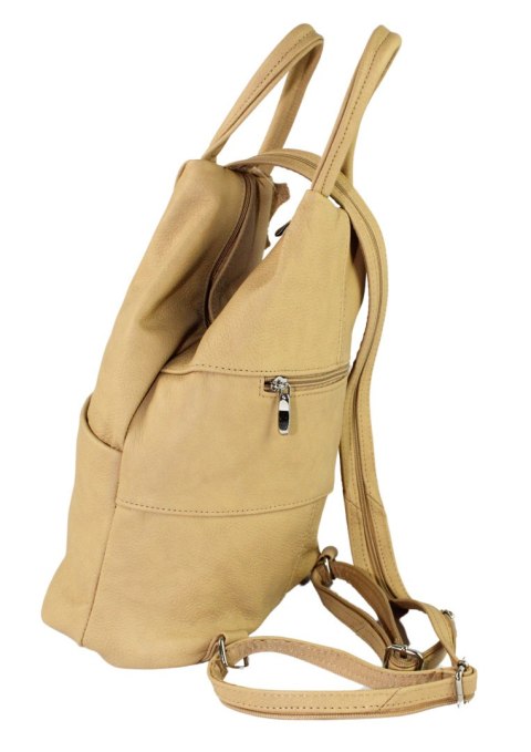 Plecak Skórzany PolskaGalanteria (PL) JOANNA Skóra Naturalna Licowa JASNA PIASKOWA