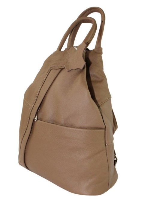 Plecak Skórzany PolskaGalanteria (PL) JOANNA Skóra Naturalna Licowa MLECZNA CZEKOLADA TRIO