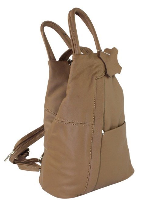 Plecak Skórzany PolskaGalanteria (PL) JOANNA Skóra Naturalna Licowa MLECZNA CZEKOLADA TRIO