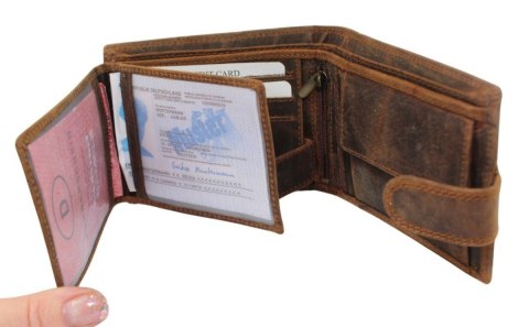 Portfel Męski PolskaGalanteria(PL) Skóra Licowa Duży Poziomy Z Zapinką Dwa Skrzydełka ''MOTYW MOTOR'' 895