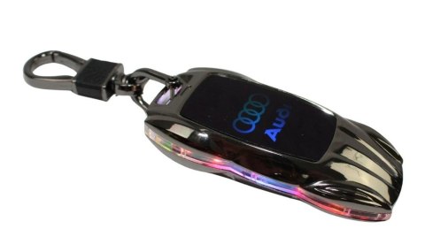 Praktyczna Elektryczna Zapalniczka Plazmowa USB Z Kablem Mikro USB Podświetlana BRELOK Do Kluczyków Samochodowych AUDI CZARNA