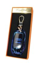 Praktyczna Elektryczna Zapalniczka Plazmowa USB Z Kablem Mikro USB Podświetlana BRELOK Do Kluczyków Samochodowych AUDI NIEBIESKA