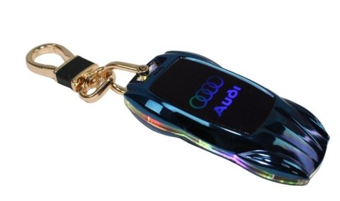 Praktyczna Elektryczna Zapalniczka Plazmowa USB Z Kablem Mikro USB Podświetlana BRELOK Do Kluczyków Samochodowych AUDI NIEBIESKA