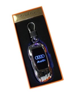 Praktyczna Elektryczna Zapalniczka Plazmowa USB Z Kablem Mikro USB Podświetlana BRELOK Do Kluczyków Samochodowych AUDI SREBRNA