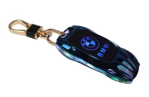 Praktyczna Elektryczna Zapalniczka Plazmowa USB Z Kablem Mikro USB Podświetlana BRELOK Do Kluczyków Samochodowych BMW NIEBIESKA