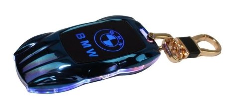 Praktyczna Elektryczna Zapalniczka Plazmowa USB Z Kablem Mikro USB Podświetlana BRELOK Do Kluczyków Samochodowych BMW NIEBIESKA