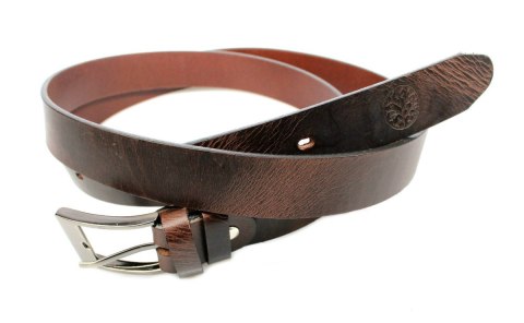 Pasek Męski Skórzany BETLEWSKI (PL) Skóra Naturalna Licowa EXTRA Gładki 30 mm BRĄZOWY GNIECIONY XXL