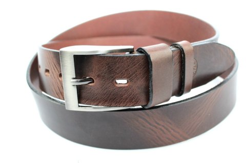 Pasek Męski Skórzany BETLEWSKI (PL) Skóra Naturalna Licowa EXTRA Gładki 40 mm BRĄZOWY GNIECIONY