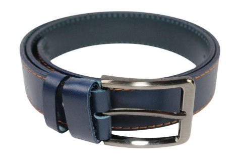 Pasek Męski Skórzany PAS-MAX (PL) Skóra Licowa EXTRA 40 mm Niebieski Z Pomarańczową Nitką Pasek Męski Skórzany PAS-MAX (PL) Skóra Licowa EXTRA 40 mm Niebieski Z Pomarańczową Nitką