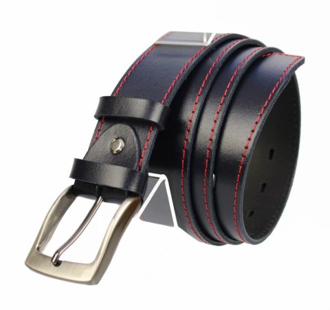 Pasek Męski Skórzany PAS-MAX (PL) Skóra Naturalna DW EXTRA 40 mm GRANATOWY Z Czerwoną Nitką K82 Pasek Męski Skórzany PAS-MAX (PL) Skóra Naturalna DW EXTRA 40 mm GRANATOWY Z Czerwoną Nitką K82