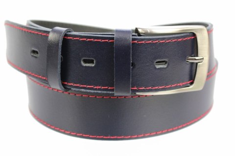 Pasek Męski Skórzany PAS-MAX (PL) Skóra Naturalna DW EXTRA 40 mm GRANATOWY Z Czerwoną Nitką K82 Pasek Męski Skórzany PAS-MAX (PL) Skóra Naturalna DW EXTRA 40 mm GRANATOWY Z Czerwoną Nitką K82