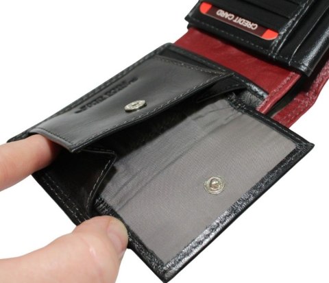 Portfel Męski Skórzany HARVEY MILLER 2807-992 Skóra Licowa Mały Poziomy Bez Zapięcia 11 x 8,5 x 2  [cm]