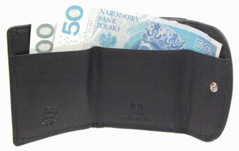 Portfelik Uniwersalny Mała Sakieweczka Skórzana MARS NORDEE Skóra Naturalna RFID  GW-3770 CZARNY 9 x 7 x 2 [cm]