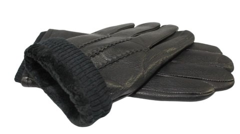 Rękawiczki Męskie PolskaGalanteria Ocieplane Z Ciemnym Ściągaczem Ze Skóry Renifera Rozmiar 10 1/2 CZARNE