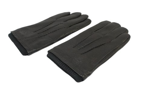 Rękawiczki Męskie PolskaGalanteria Ocieplane Z Ciemnym Ściągaczem Ze Skóry Renifera Rozmiar 10 1/2 CZARNE