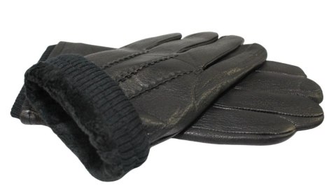 Rękawiczki Męskie PolskaGalanteria Ocieplane Z Ciemnym Ściągaczem Ze Skóry Renifera Rozmiar 11 1/2 CZARNE