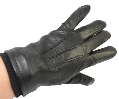 Rękawiczki Męskie PolskaGalanteria Ocieplane Z Ciemnym Ściągaczem Ze Skóry Renifera Rozmiar 11 1/2 CZARNE