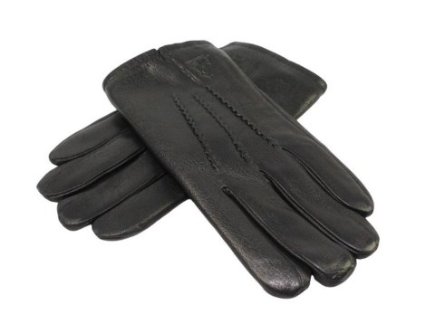 Rękawiczki Męskie PolskaGalanteria Ocieplane Z Jasnym Ściągaczem Ze Skóry Renifera Rozmiar 10 1/2 CZARNE