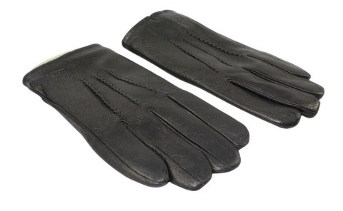 Rękawiczki Męskie PolskaGalanteria Ocieplane Z Jasnym Ściągaczem Ze Skóry Renifera Rozmiar 10 1/2 CZARNE