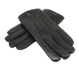 Rękawiczki Męskie PolskaGalanteria Ocieplane Z Jasnym Ściągaczem Ze Skóry Renifera Rozmiar 10 CZARNE