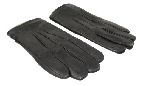 Rękawiczki Męskie PolskaGalanteria Ocieplane Z Jasnym Ściągaczem Ze Skóry Renifera Rozmiar 10 CZARNE