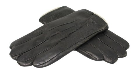 Rękawiczki Męskie PolskaGalanteria Ocieplane Z Jasnym Ściągaczem Ze Skóry Renifera Rozmiar 11 CZARNE